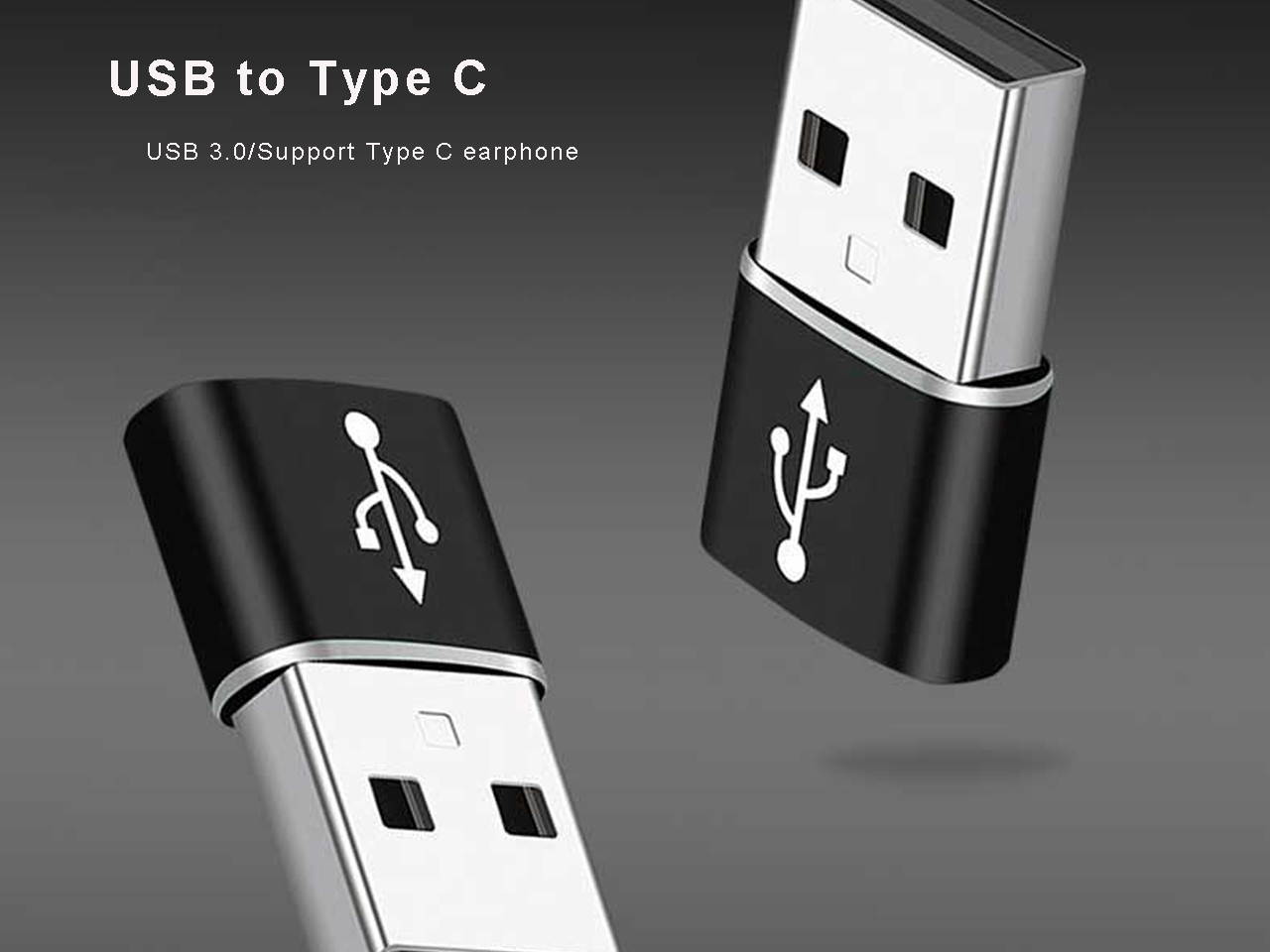 USB C 3.0 Female to USB 3.0 Male Adapter (Upgraded Version) (2-Pack), Type C  to USB A  Adapter, Compatible with Laptops, Power Banks, Chargers, and More Devices with Standard USB A Ports (Black)
