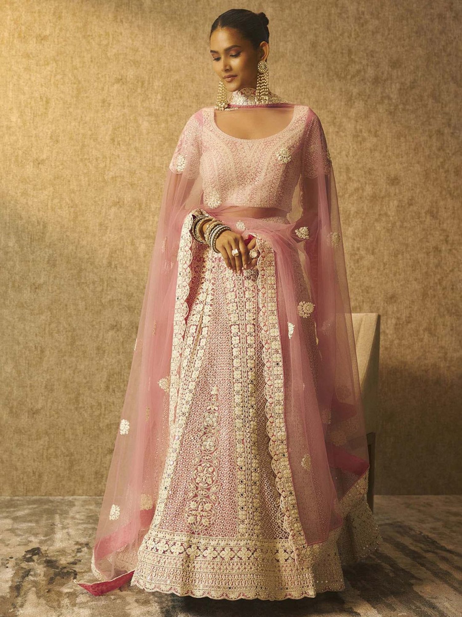 Soch Pink Embellished Unstitched Lehenga Choli Set With Dupatta