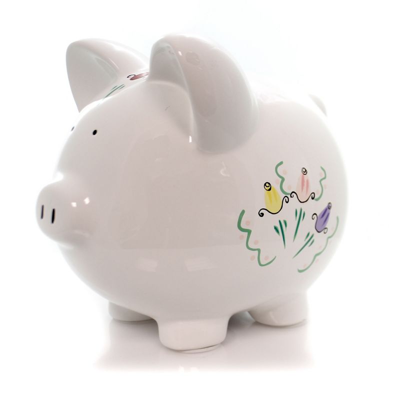 Bank 7.5" Bank Rose Petal Ceramic Piggy  -  Decorative Banks
