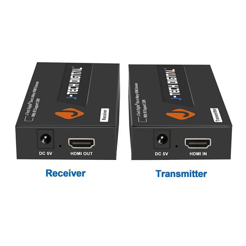 J-Tech Digital HDMI Extender Over Single Cat5e/6 Ethernet Cable with IR Up To 330 Feet 100m Supports 1080P HDCP One To Many Connecction (Receiver+Transmitter)