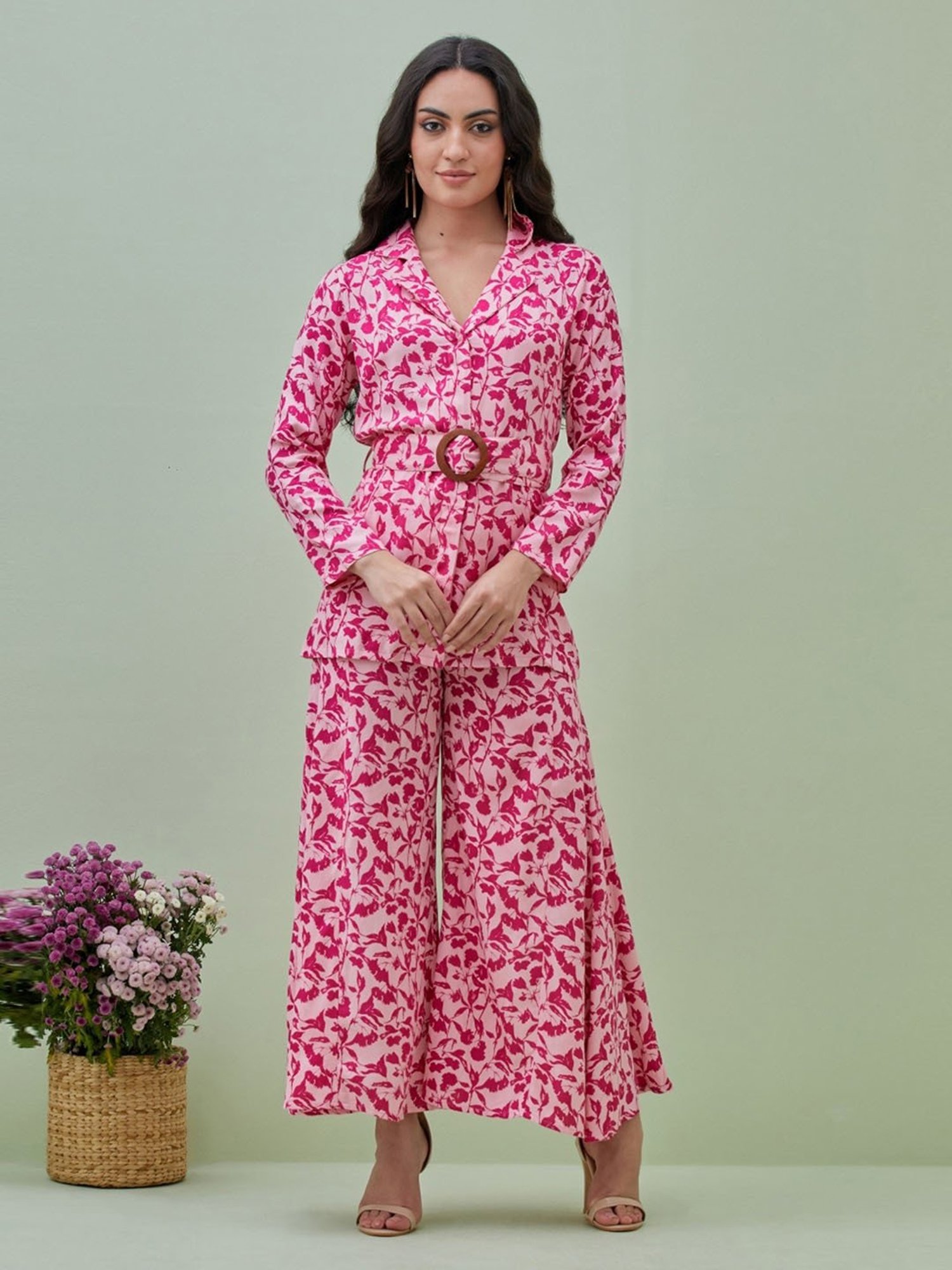 Grass & Sunshine Rose Pink Boho Dreams Desert Shirt with Pant