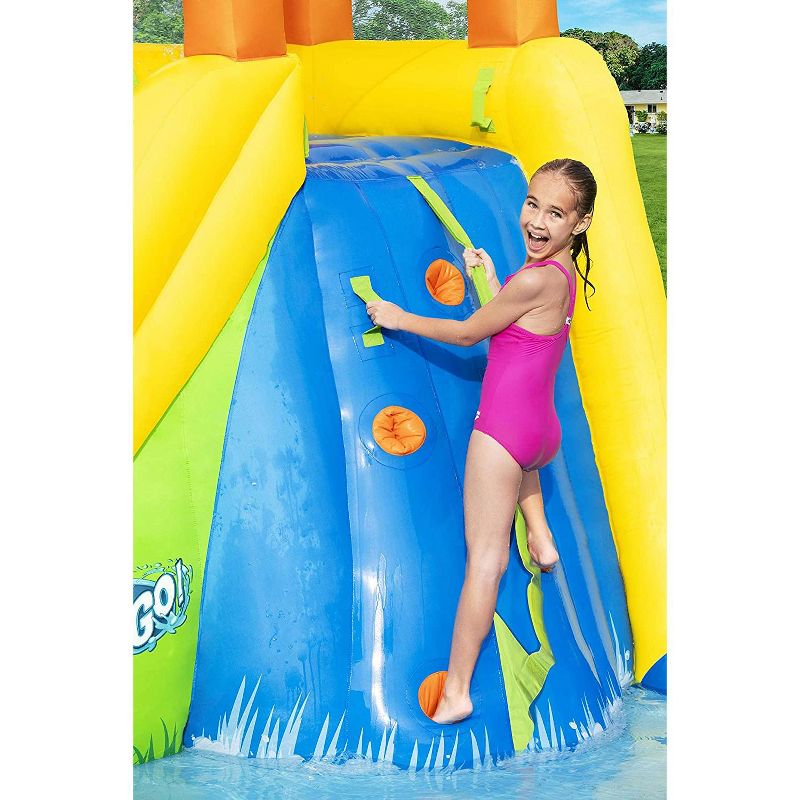 H2OGO! 53346E Mount Splashmore Kids Inflatable Backyard Water Slide Splash Mega Park Toy with Climbing Wall, Slide, Splash Zone, and Spray Blaster