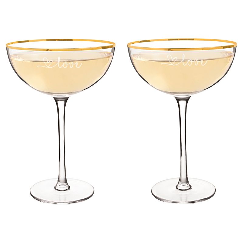 2ct "Love" Gold Rim Coupe Flutes