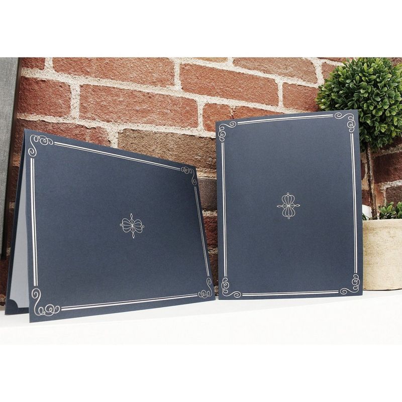 12-Pack Certificate Holder, Diploma Cover for Letter Size Award & Certificates, Blue, Silver Foil, 11.2" x 8.8"