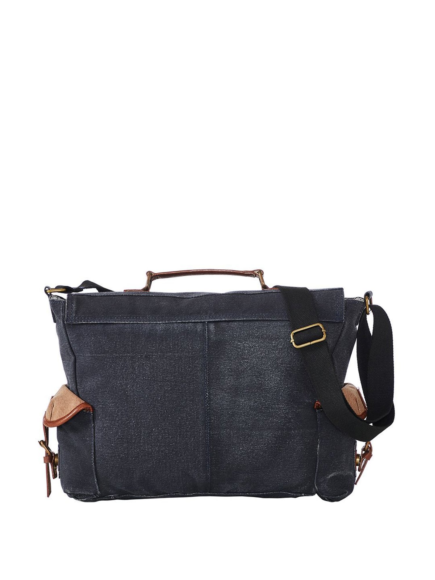 Mona B Navy Canvas Medium Messenger Bag