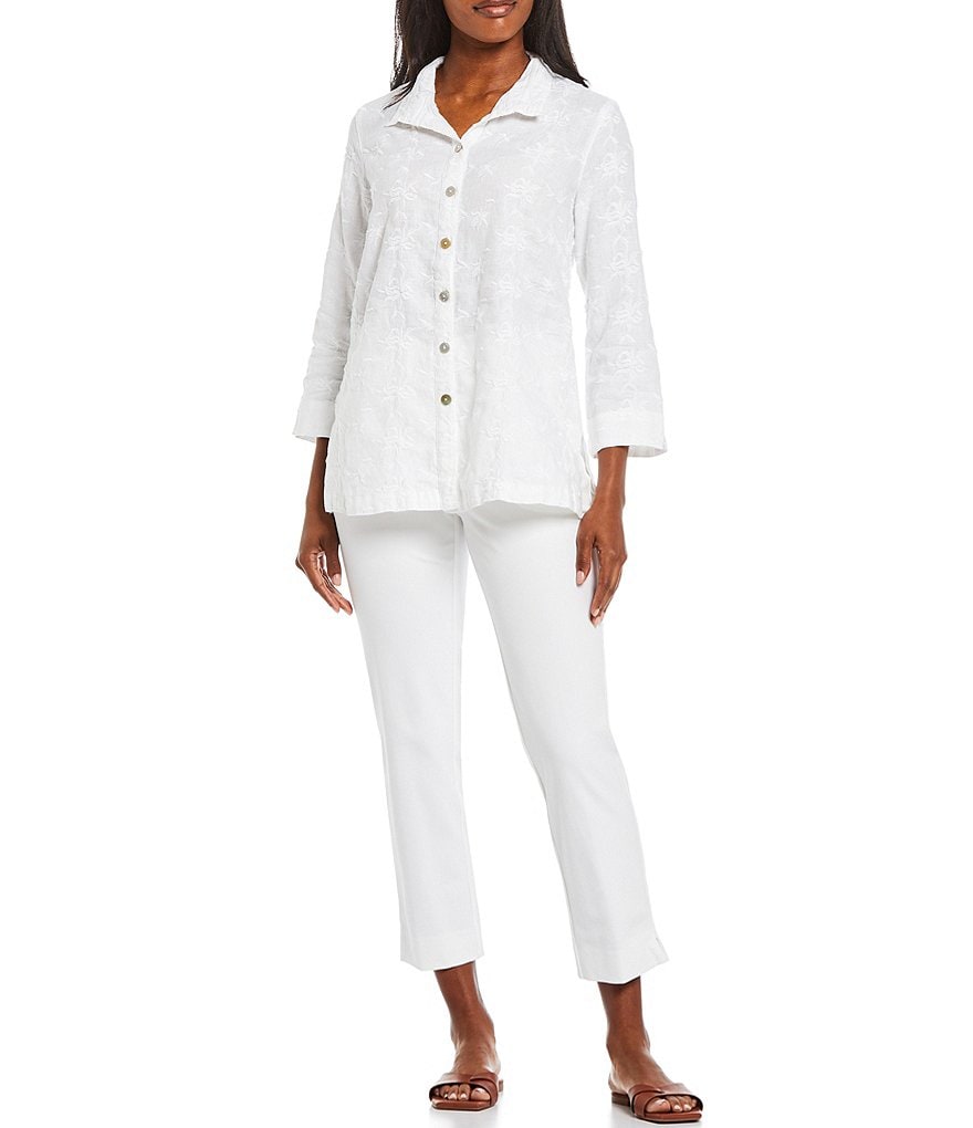 Eva Varro Animal Print Knit Jersey 3/4 Slit Sleeve Tunic