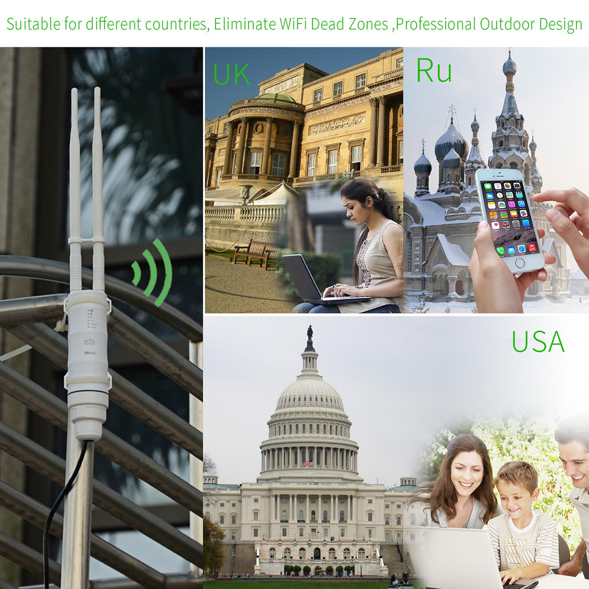 Wavlink AC600 High Power Outdoor Wireless WIFI Router/AP Repeater, 2.4GHz 150Mbps + 5GHz 433Mbps Outer Detachable Antenna outdoor Wireless Repeater Dual Band AC600 outside Repeater Router POE