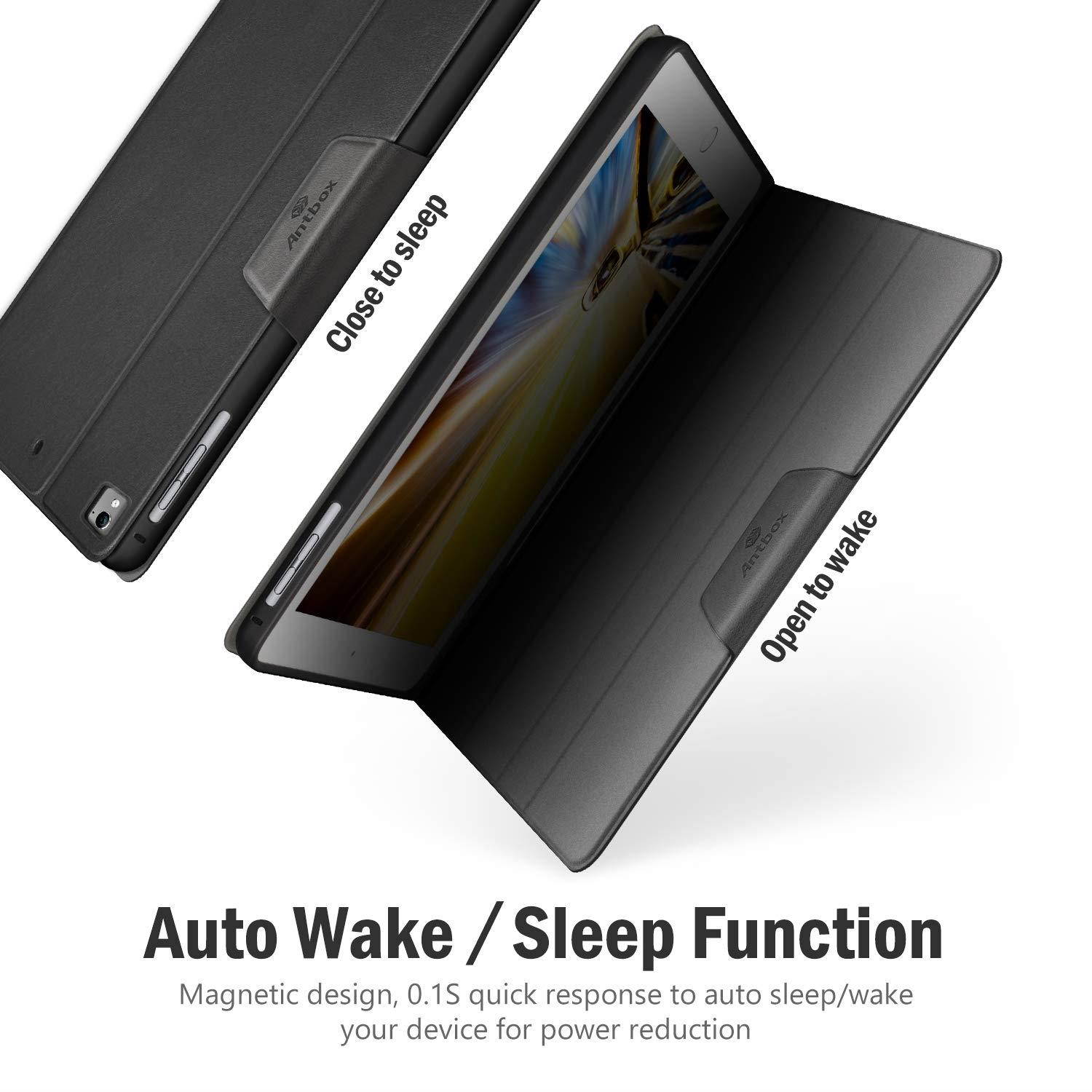Antbox iPad Case for iPad Pro 9.7/ iPad Air/iPad Air 2 with Built-in Apple Pencil Holder Auto Sleep/Wake Function PU Leather Smart Cover (Black)