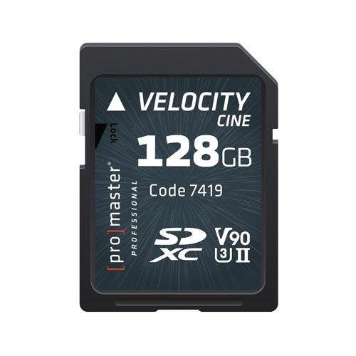 promaster sdhc 128gb velocity cine v90 uhsii u3 memory card 7419