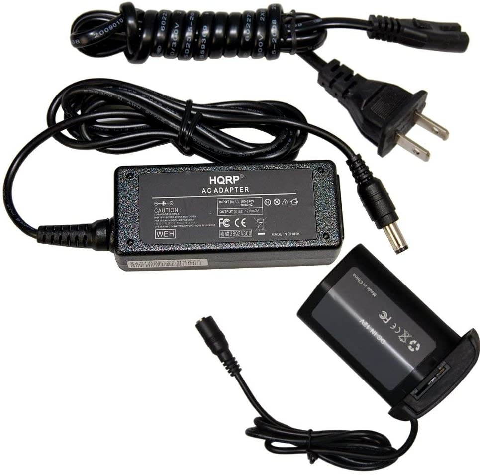 HQRP AC Power Adapter Kit Works with Canon ACK-E4 ACKE4 EOS-1D Mark III, EOS-1Ds Mark III, EOS-1D X, EOS-1D C, EOS-1D Mark IV Digital Camera, DR-E4 LP-E4 NP-E3, 1DX Mark II + Euro Plug Adapter