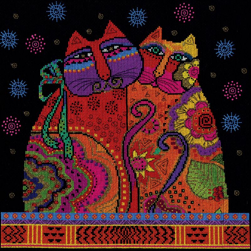 Design Works Counted Cross Stitch Kit 12"X12"-Cat Pair (14 Count)