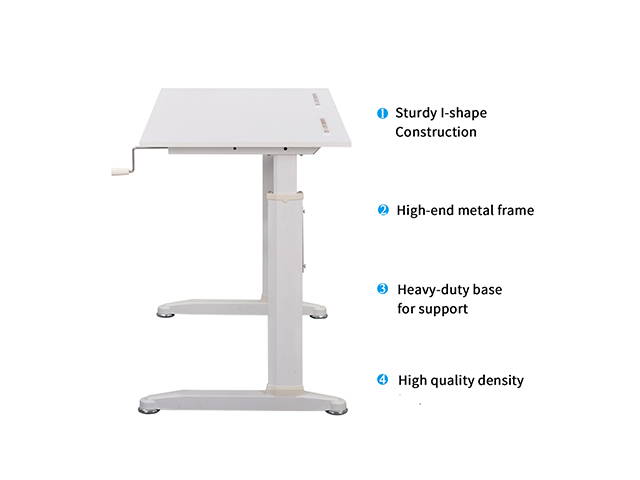 Gaming Desk Home Office Desk Adjustable Height 28.7" to 44.5" Standing Desk with Crank Handle Manual Lifting Table Sturdy Legs With Foot Pads,Black,GT78