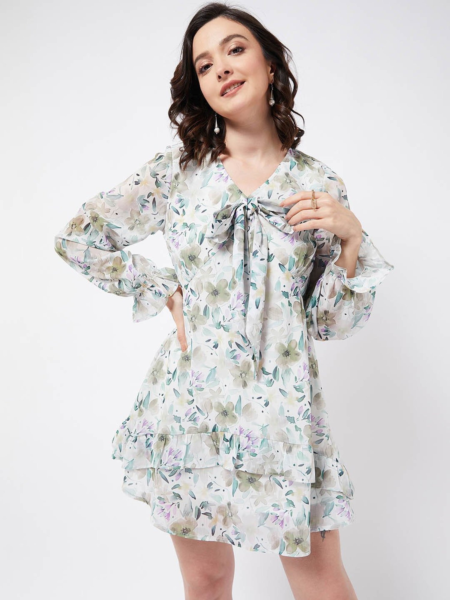 Magre Multicolor Floral A Line Dress