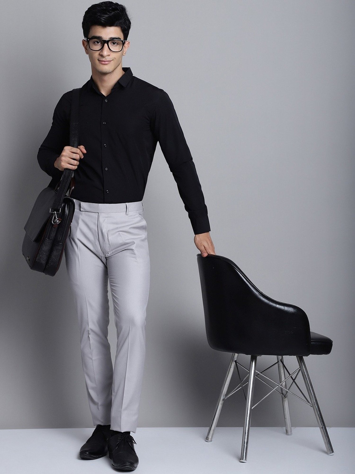 Jainish Light Grey Tapered Fit Trousers