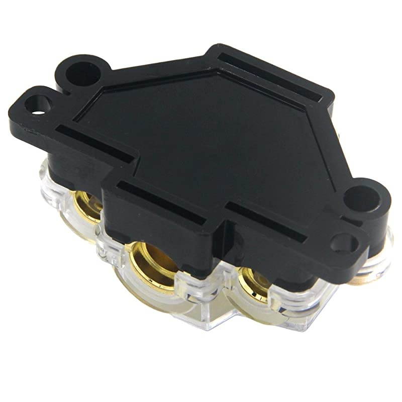 Power Distribution Block, Auto Car Audio Amplifier 1 in 3 Ways Fuse Holder Circuit Protector (3 Way)