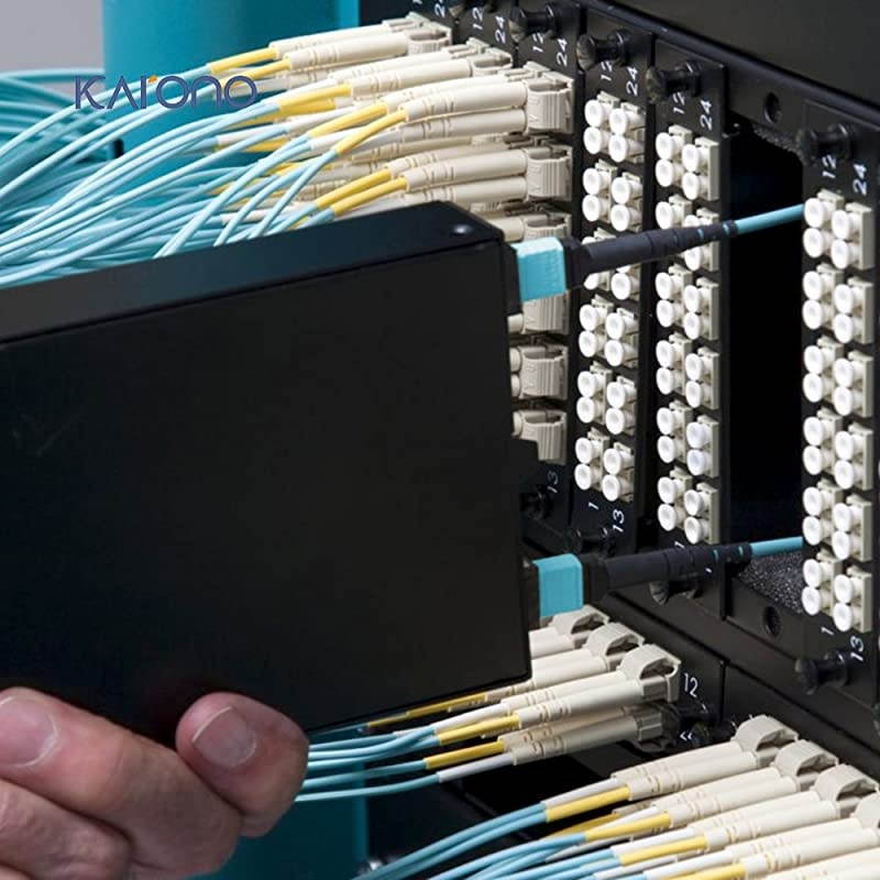 MPO to MPO Fiber Optic Patch Cord Type B 33 ft 10M OM3 MultiMode Fiber 12core Fibers for QSFP+Transceivers MTP Compatible Application Aqua