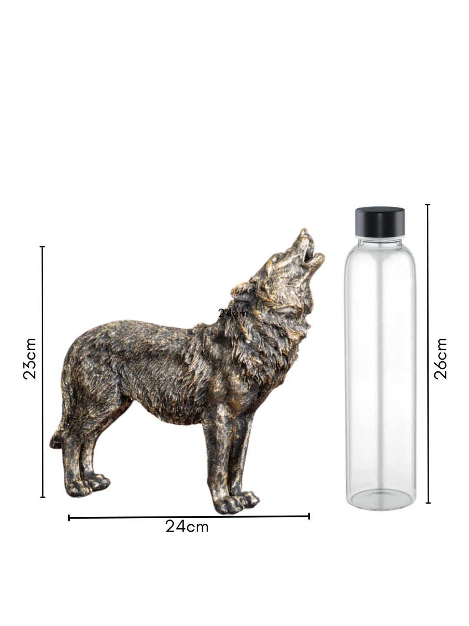 Nestasia Gold Detailed Intricate Textured Antique Howling Wolf Showpiece With Anti Skid Base 9"