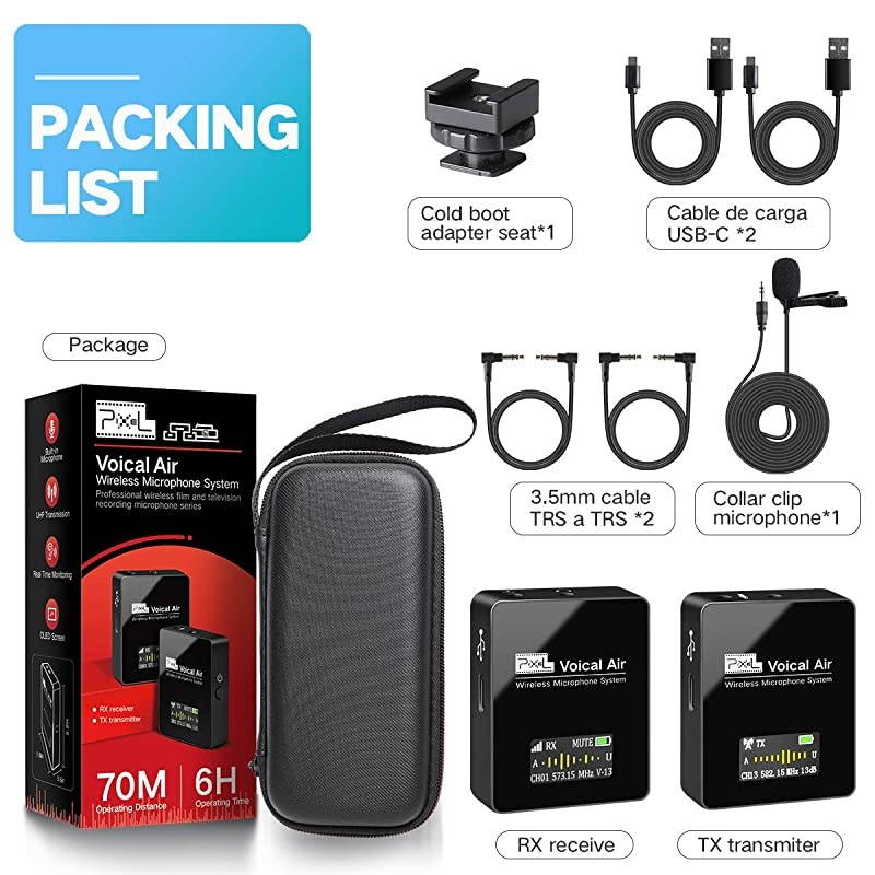 Wireless Lavalier Microphone Compact Wireless Microphone System Transmitter and Receiver for CameraSmartphonesDSLRMirrorless and Video CamerasMobile Devices YouTube Facebook Live