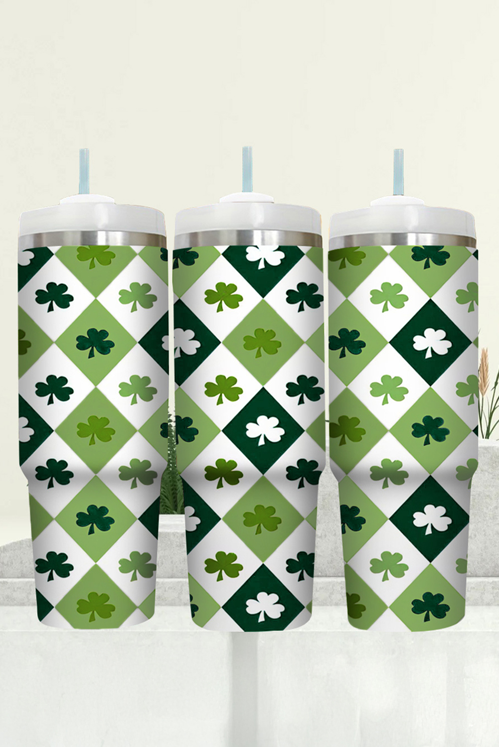 Rose Red Valentines Heart Printed Thermos Cup with Handle