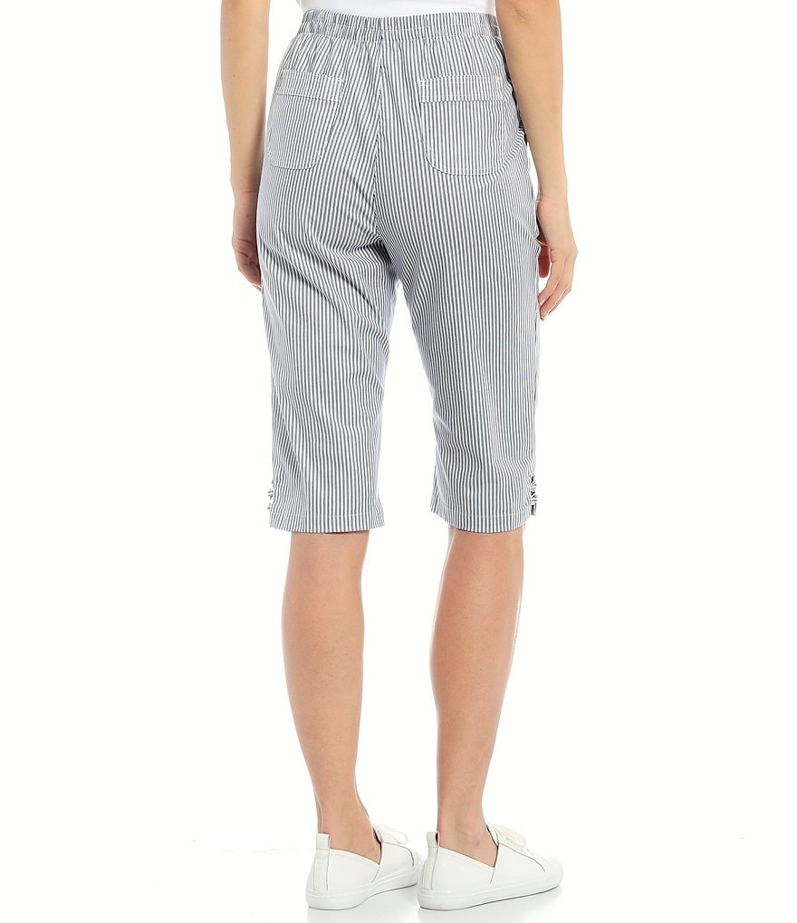 Allison Daley Petite Size Ticking Stripe Print Pull-On Skimmer