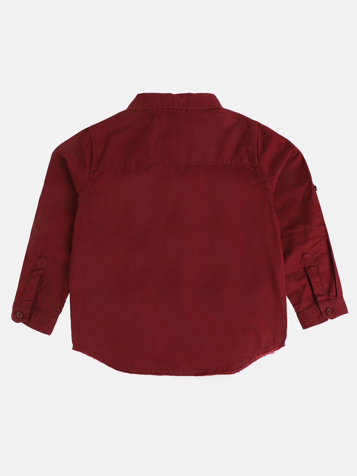 MINIKLUB Boys Maroon Solid Full Sleeves Shirt
