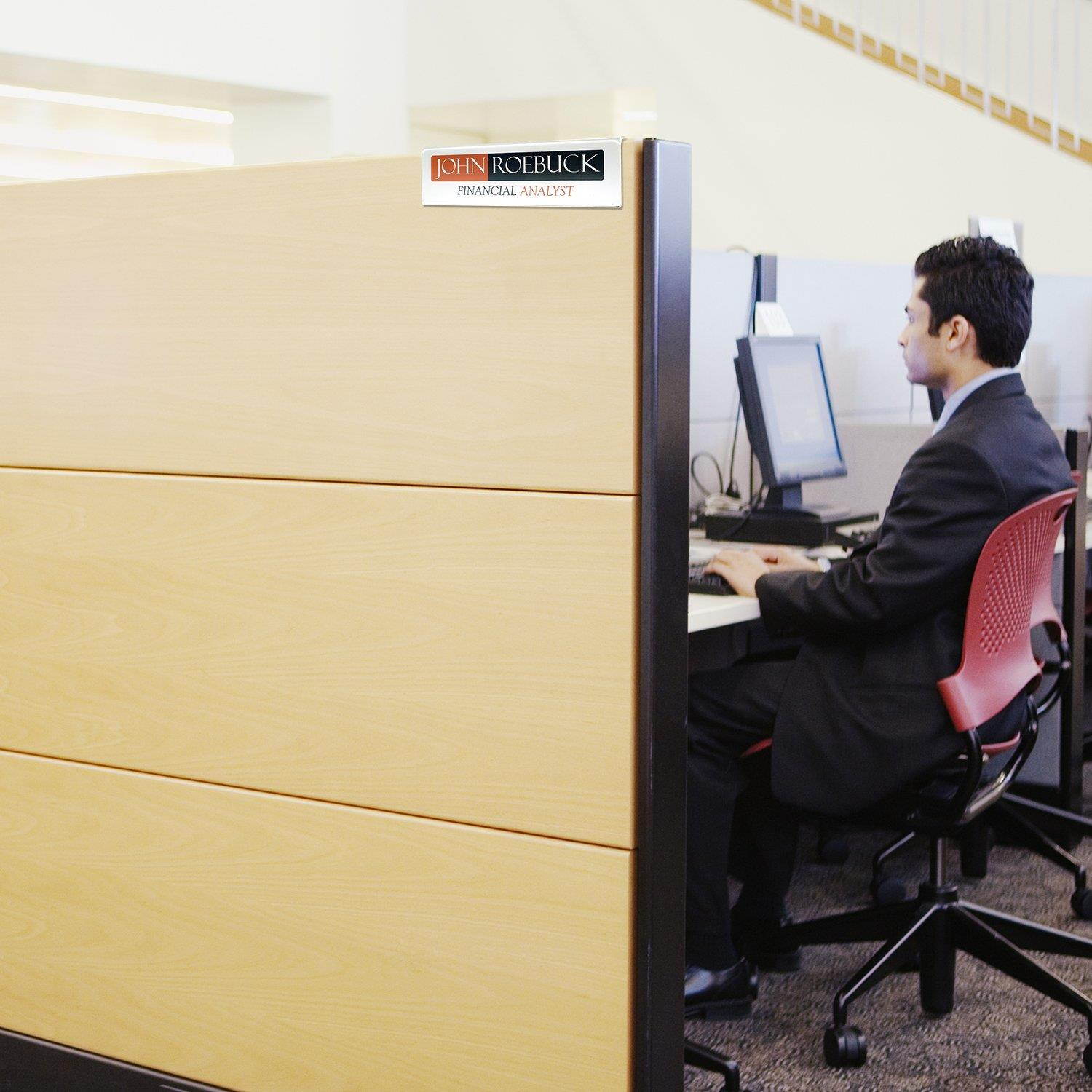 Source One Deluxe Clear Acrylic Cubicle Sign Holder & Name Plates 3 Sizes Available (3 Inch Hook, Name Plate)