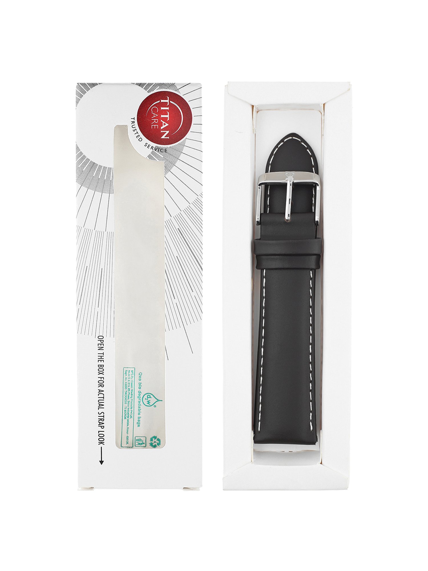 22MM BLACK Titan Genuine Leather Strap for MEN