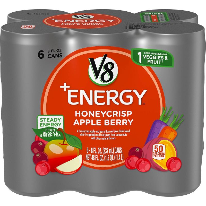 V8 +Energy Honeycrisp Apple Berry - 6pk/8 fl oz Cans