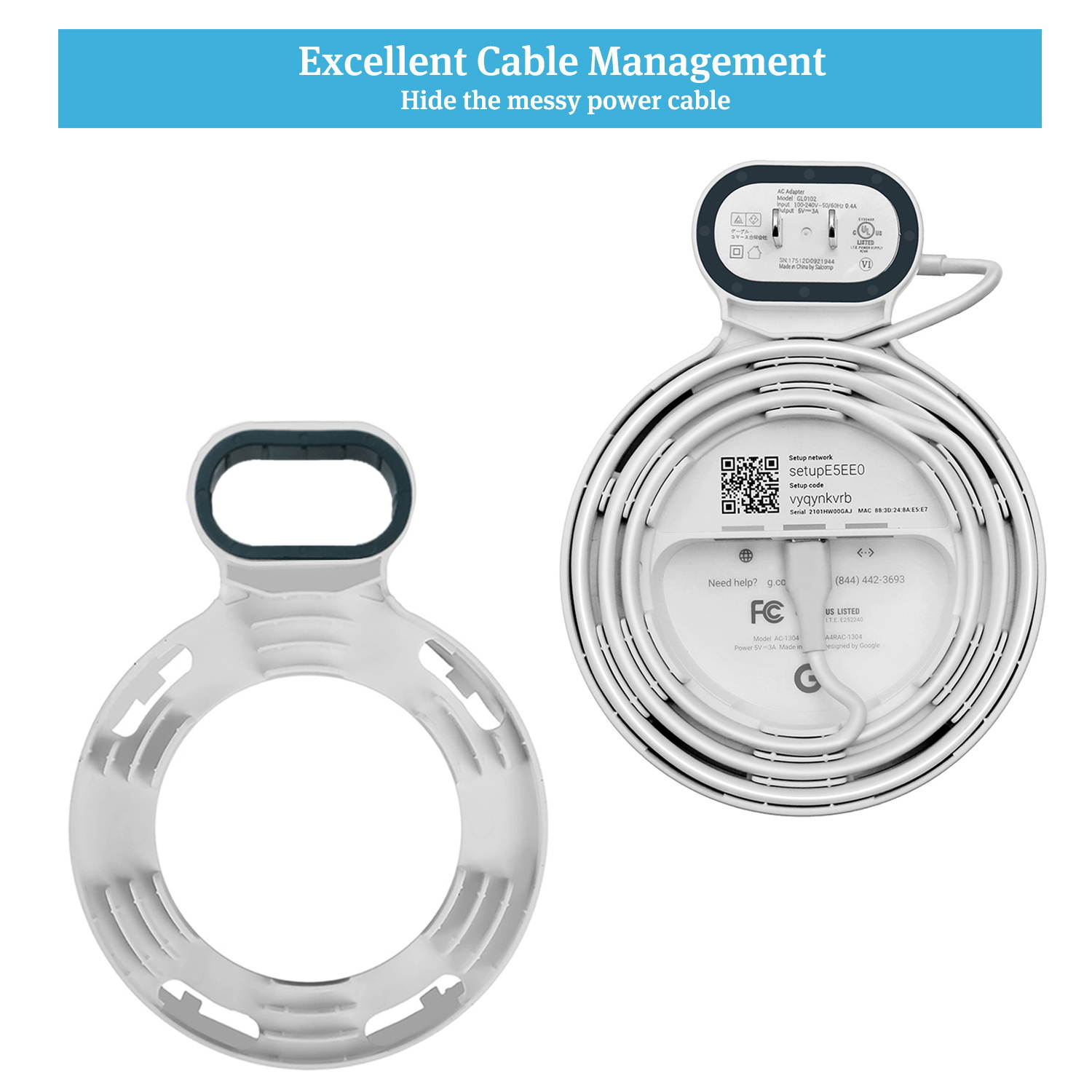 STANSTAR Google WiFi Wall Mount ,WiFi Bracket Holder for Google Mesh WiFi Router and System Convenient Google WiFi Holder Plug in Without Messy Wires or Screws(1 Pack)