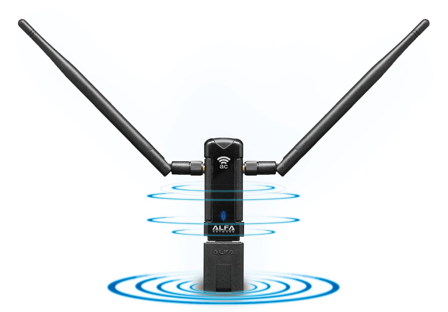 Alfa Long-Range Dual-Band AC1200 Wireless USB 3.0 Wi-Fi Adapter w/2x 5dBi External Antennas - 2.4GHz 300Mbps / 5Ghz 867M