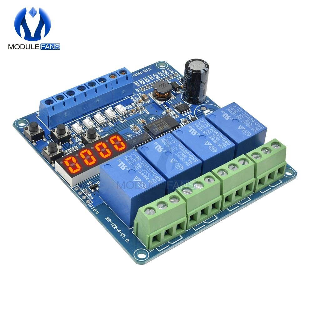 12 Wire Multi-function Industrial Grade Relay Module Wide Voltage Supply Module with Optocoupler 4CH 4 Channel CH Four Way