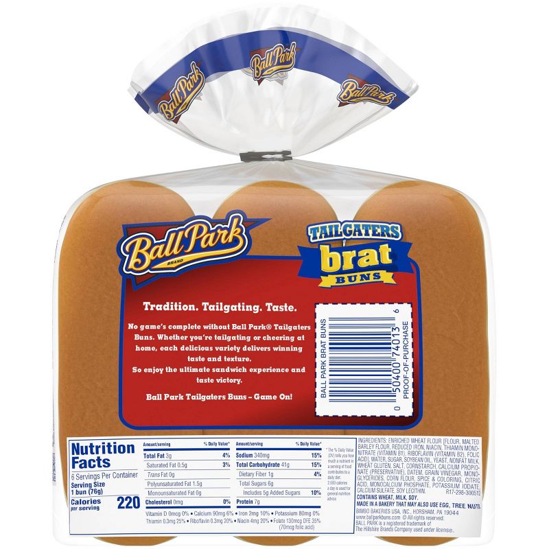 Ball Park Tailgater Brat Buns - 1lbs/6pk