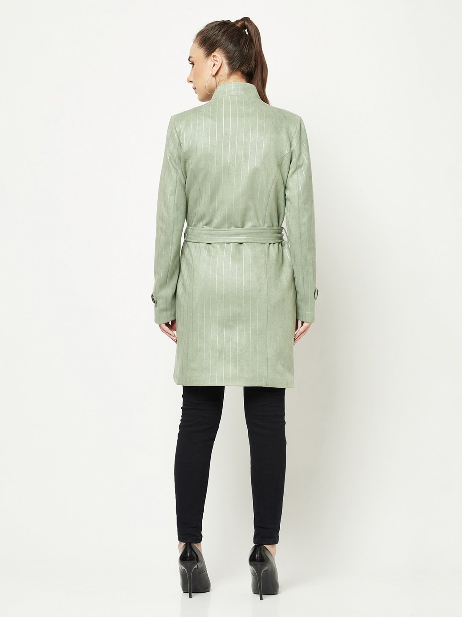 Crimsoune Club Green Striped Over-Coat
