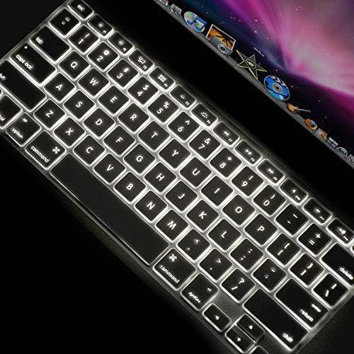 Premium MacBook Backlight Shine Through Cream White Silicone Keyboard Cover Protector for 2018/2017/2016 MacBook Pro 13 Inch A1708 No TouchBar&MacBook 12 Inch A1534 Hollow Out Keyboard Skin Film