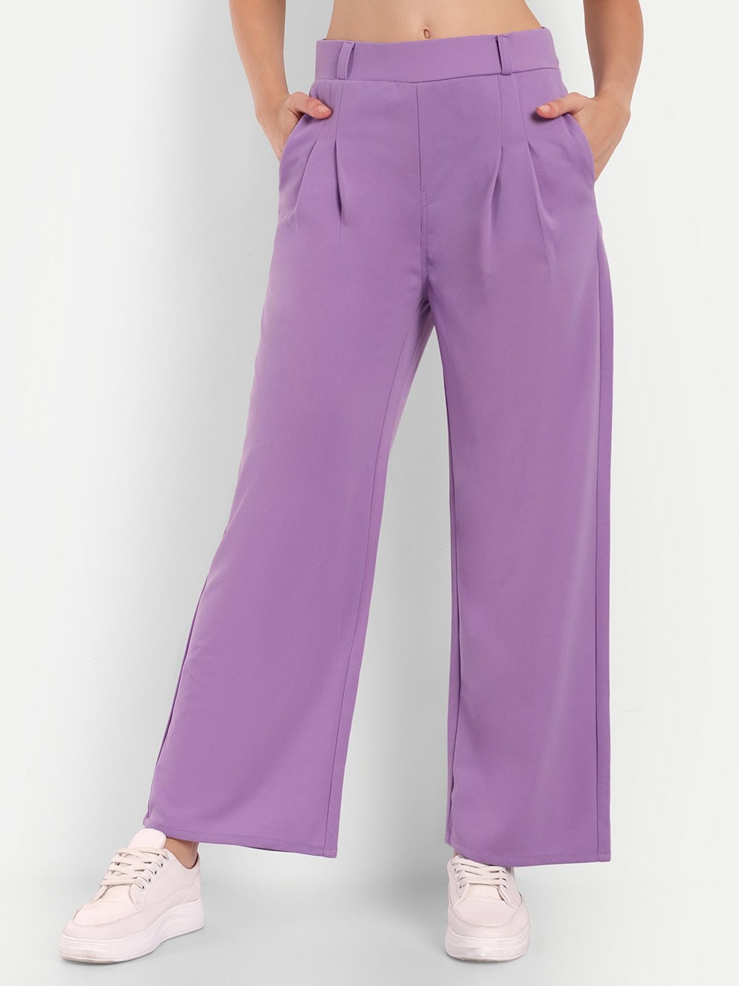Broadstar Lavender Relaxed Fit High Rise Trousers