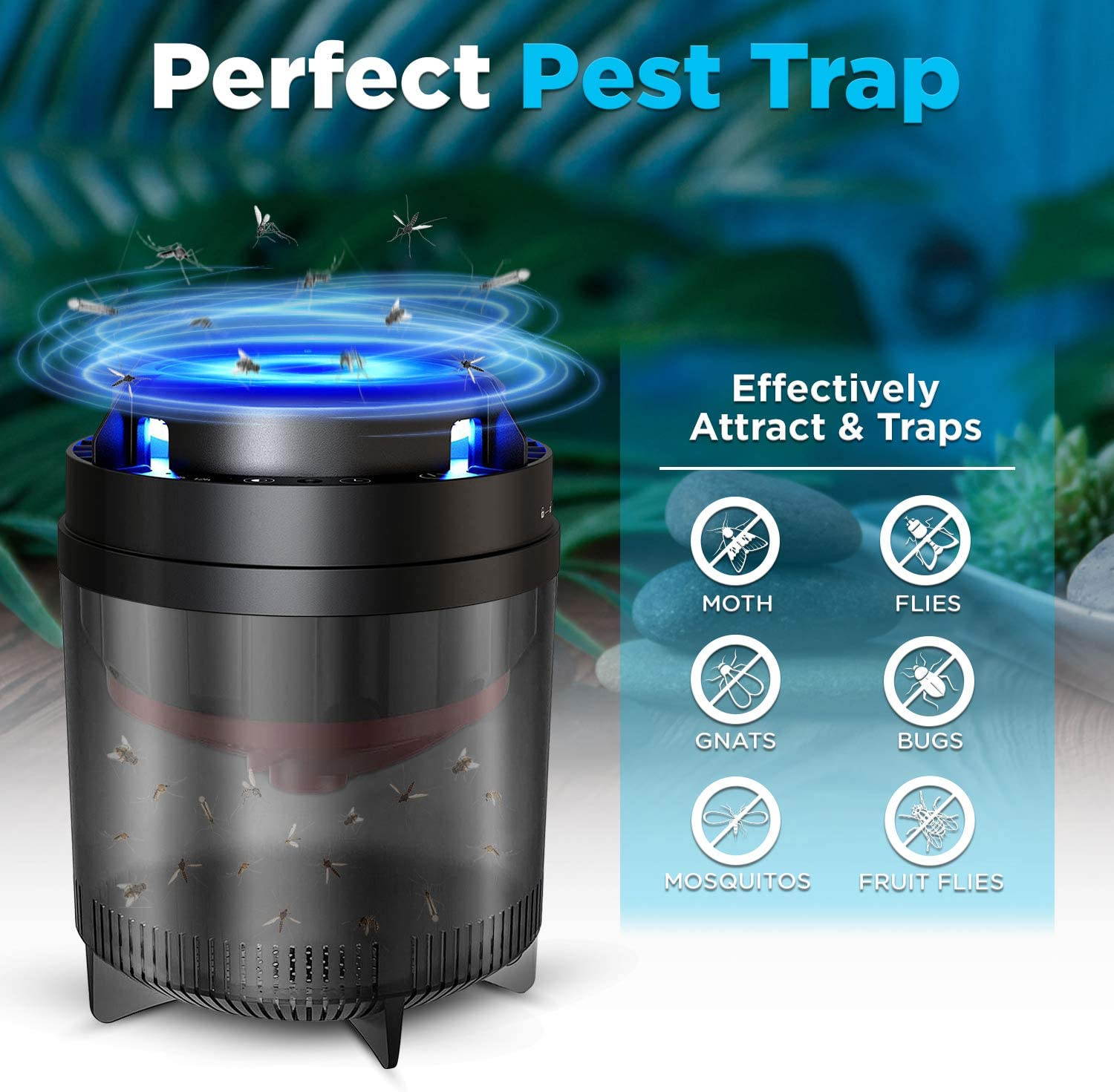 White Kaiman Bug and Flying Insect Trap | Indoor Fly, Gnat, and Mosquito Trap W/ Easy Plug & Leave Design