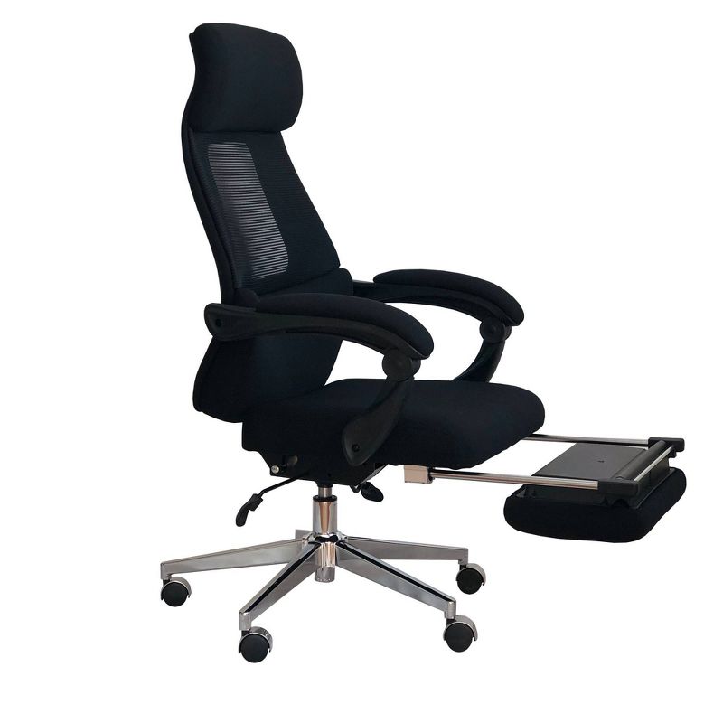 Position Lock Ergonomic Swivel Office Chair with Fabric Seat and Retractable Footrest Black - The Urban Port