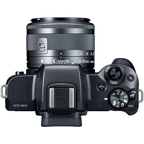 Canon EOS M50 Mirrorless Digital Camera with 15-45mm Lens (Black) Basic Bundle w/ 32GB Memory Card - Intl Model