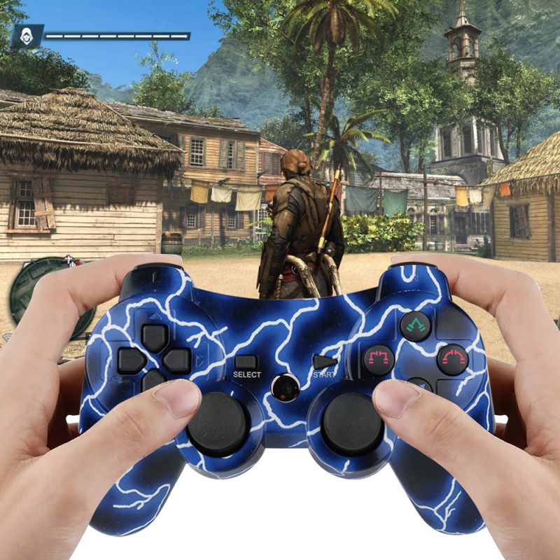 CHENGDAO PS3 Controller 2 Pack Wireless Dual Shock Gamepad for Sony Playstation 3 with Charging Cord (Black + red )