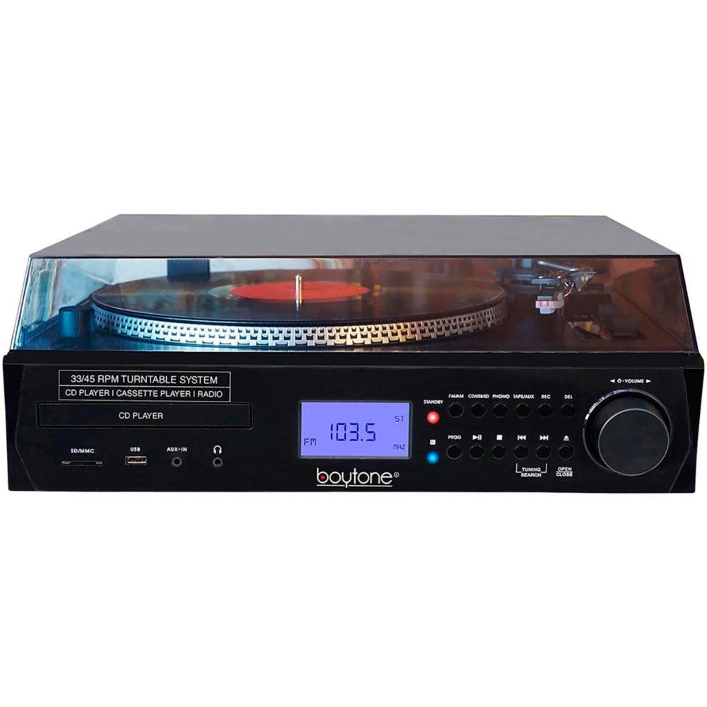 Boytone BT-11B Fully Automatic Large size Turntable Bluetooth Wireless speaker AM/FM, CD, USB, SD, Cassette Player