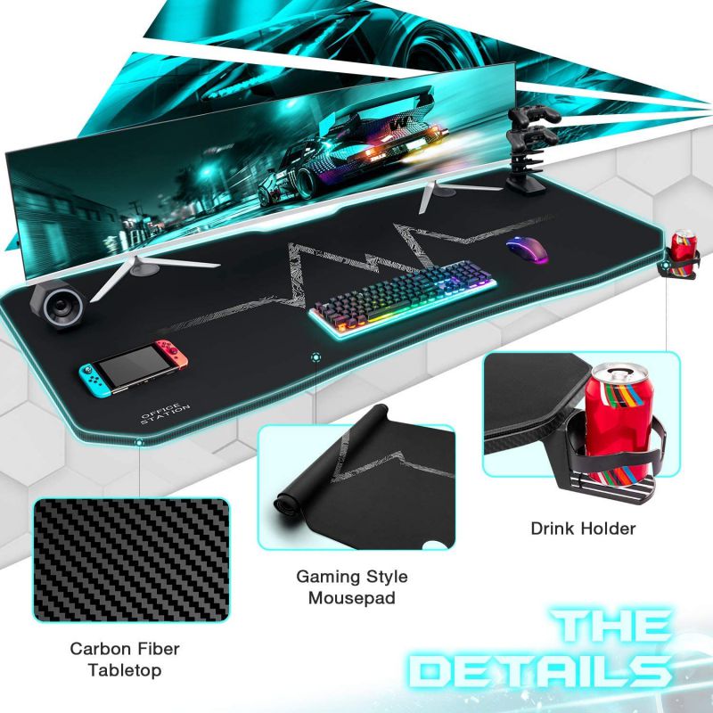 RESPAWN 3000 Gaming Computer Desk - Ergonomic Height Adjustable Gaming Desk, in Blue (RSP-3000-BLU)