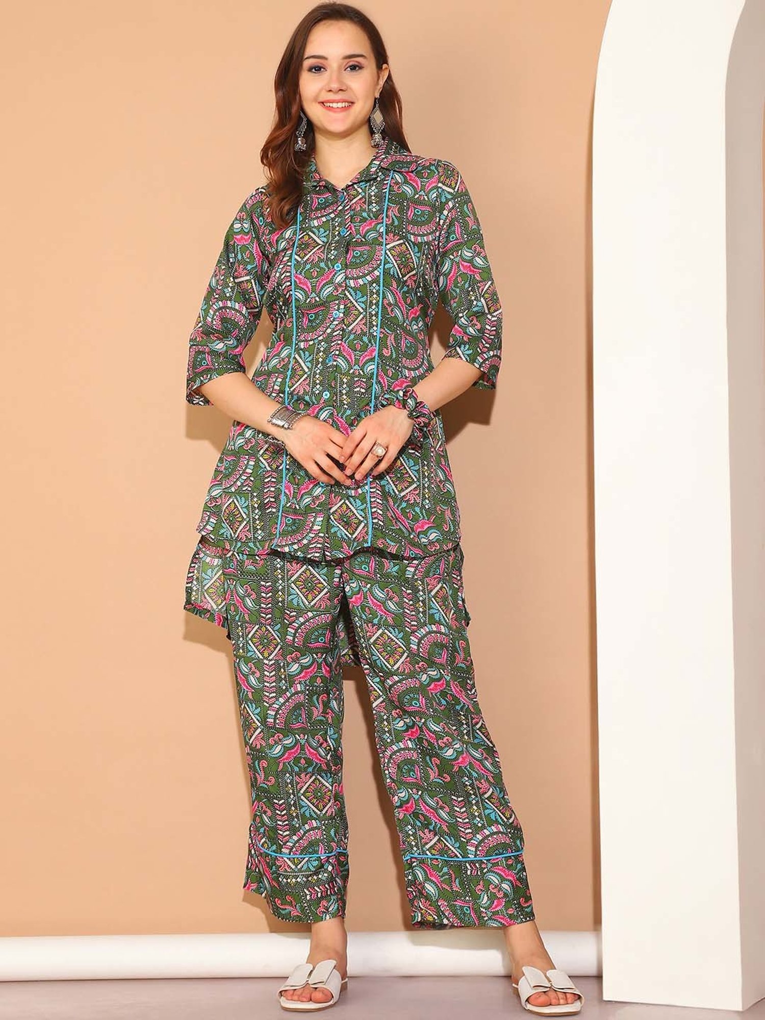 Moms Maternity Green Kurta Pant Set