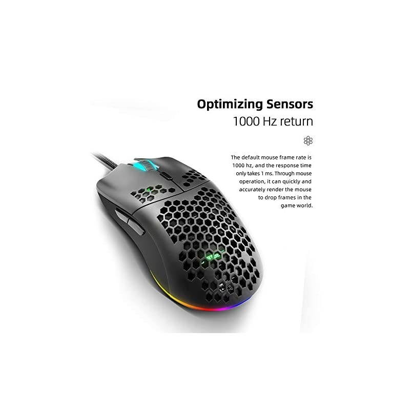 Gaming Mouse, Honeycomb Design RGB Backlit Support Custom Buttons Maximum Support 12000DPI (Black)