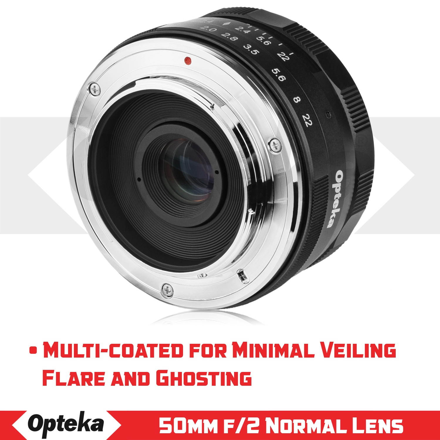 Opteka 50mm f/2.0 HD MC Manual Focus Prime Lens for Fuji X Mount APS-C Digital Cameras