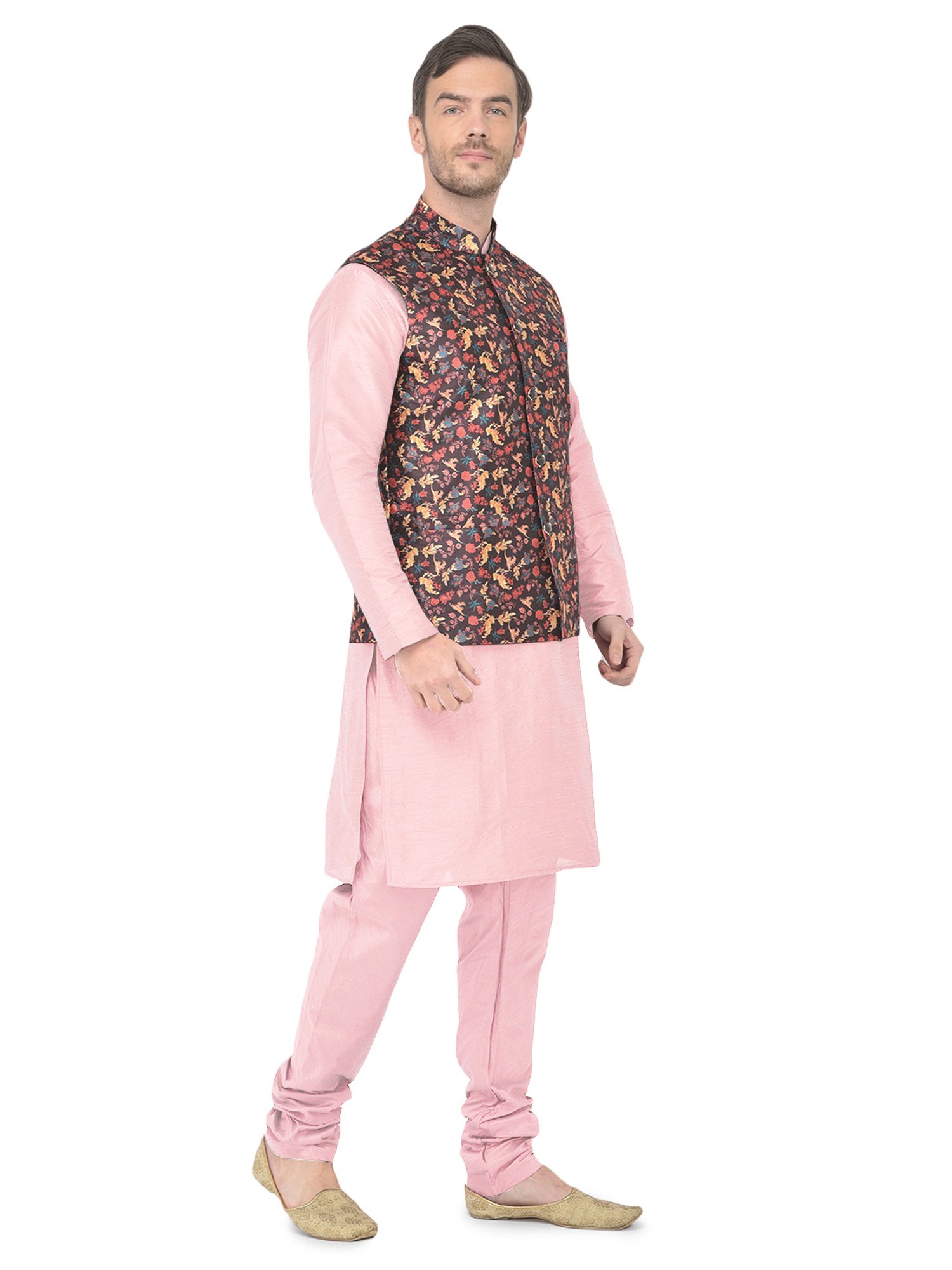 SG LEMAN Pink Regular Fit Printed Kurta Set