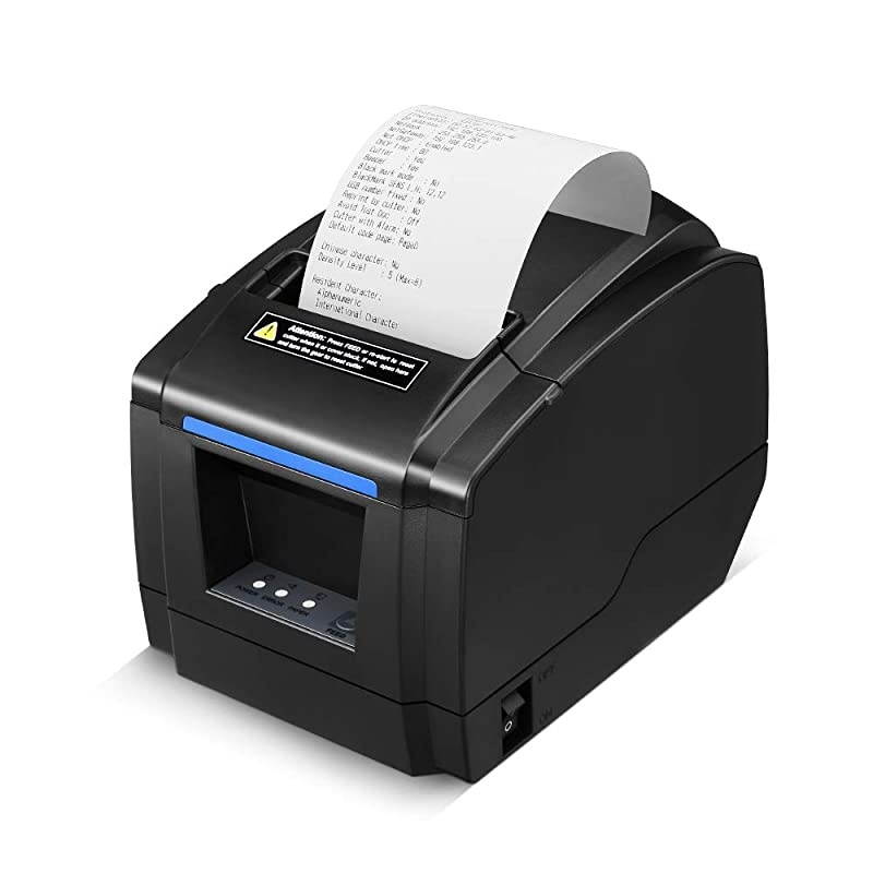 Thermal Receipt Printer,  Restaurant Kitchen Printer of Sound Reminder/Wall-Mount/Auto Cutter, 3 inches 80mm Desktop POS Bill Machine with USB/LAN/Cash Drawer Port, Support Windows