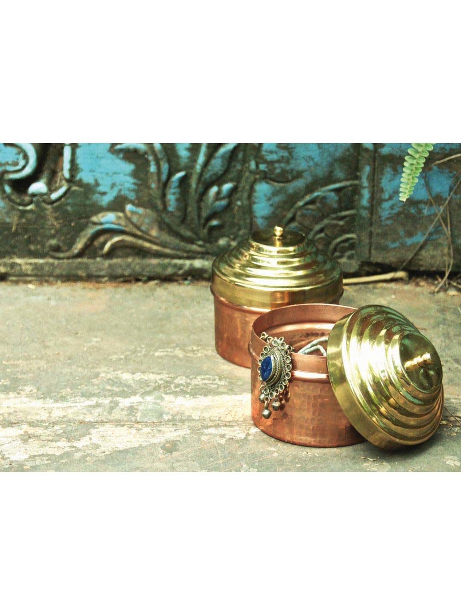 COPPRE Golden Copper Heirloom Container with Lid - Set of 1