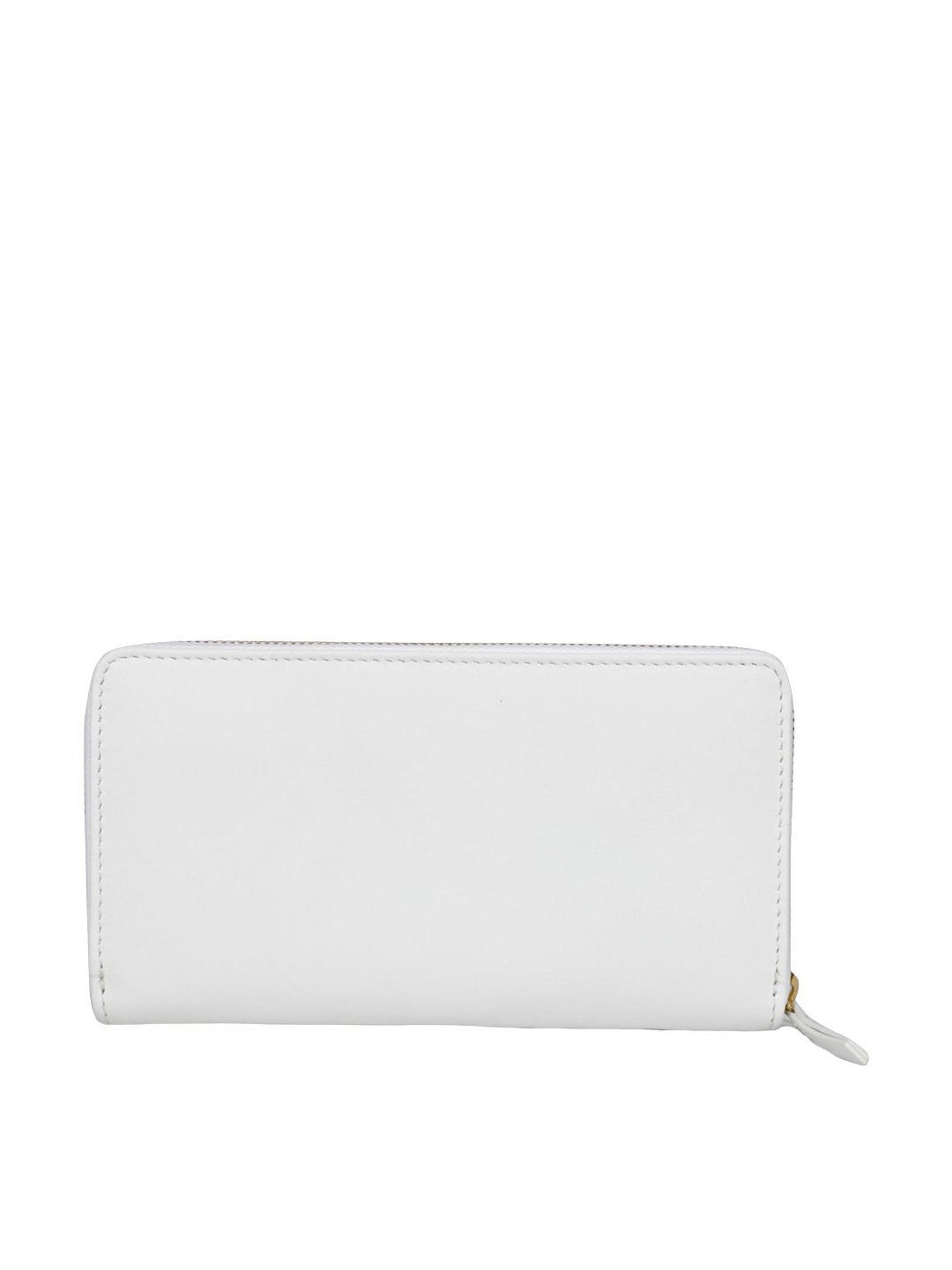 Favore White Solid Small Zip Around Wallet