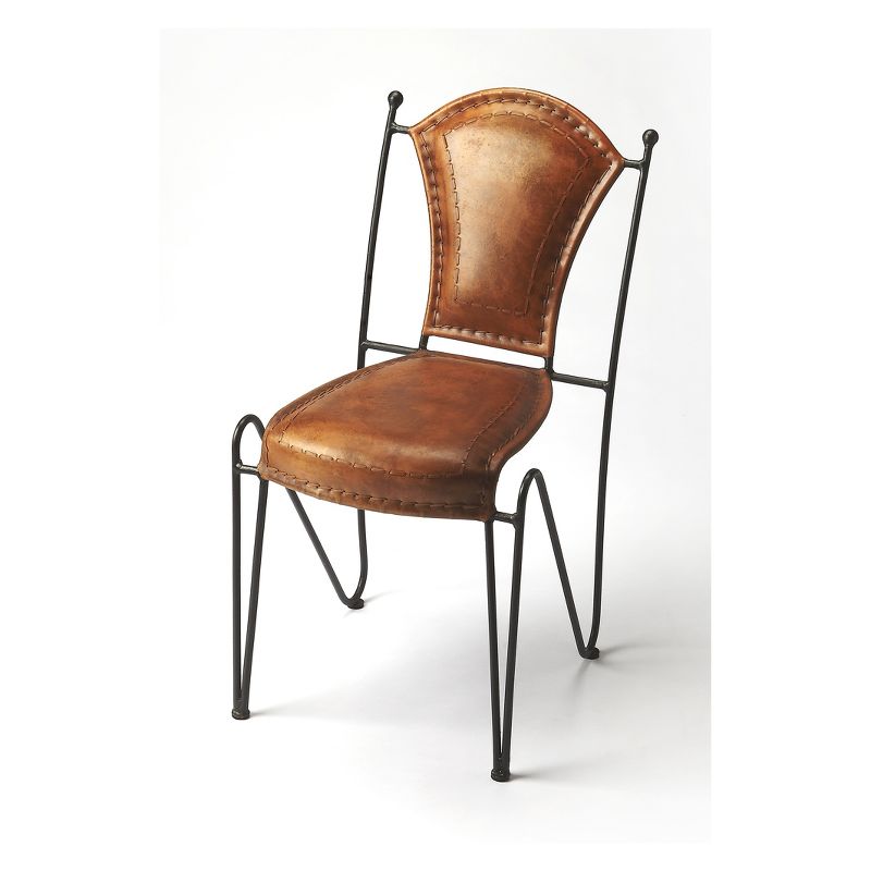 Butler Specialty Coriander Iron And Side Chair Brown Leather