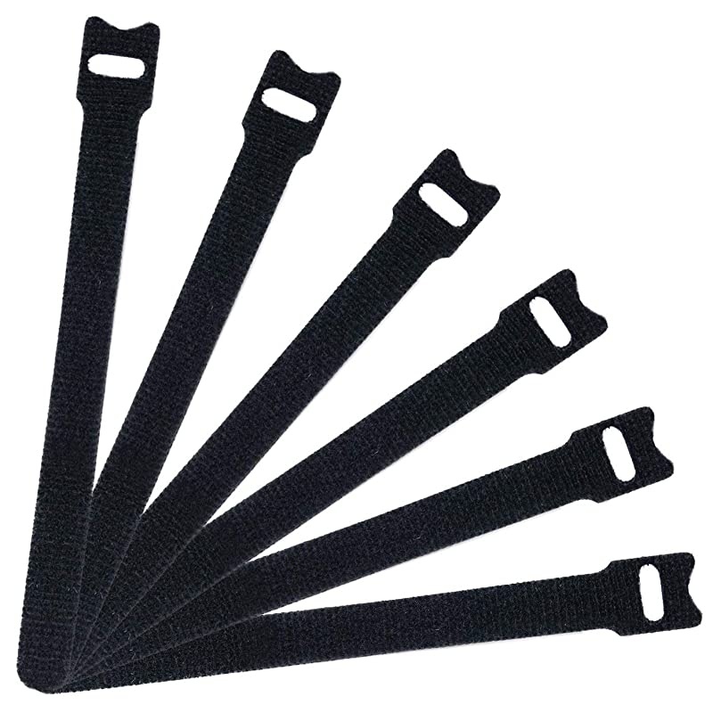 50 PCS Reusable Fastening Cable Ties, Microfiber Cloth 6-Inch Hook and Loop Cord Ties, Black